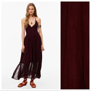NWT. Zara Limited Edition Dark Purple Long Strappy Dress. Size L.